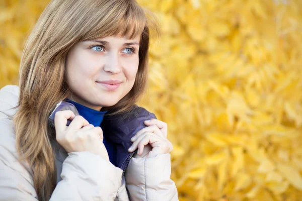 Herfst portret van een mooie jonge vrouw — Stockfoto