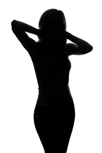 Silhouette einer weiblichen Figur auf weißem Hintergrund — Stockfoto