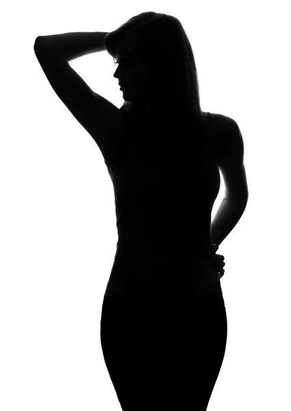Sziluettjét egy női alak, egy fehér háttér — Stock Fotó