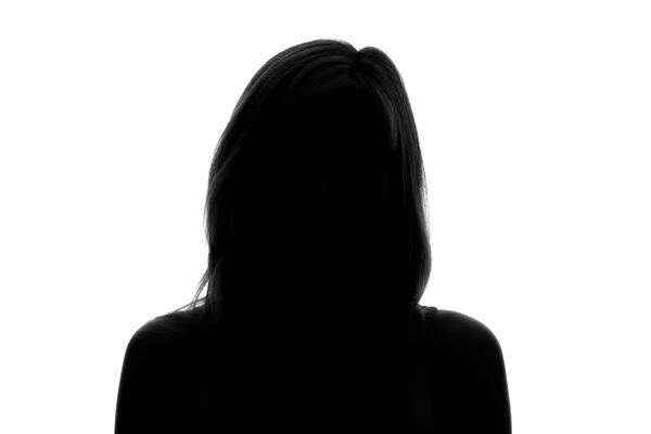 Silhouette del volto di una donna su sfondo bianco — Foto Stock