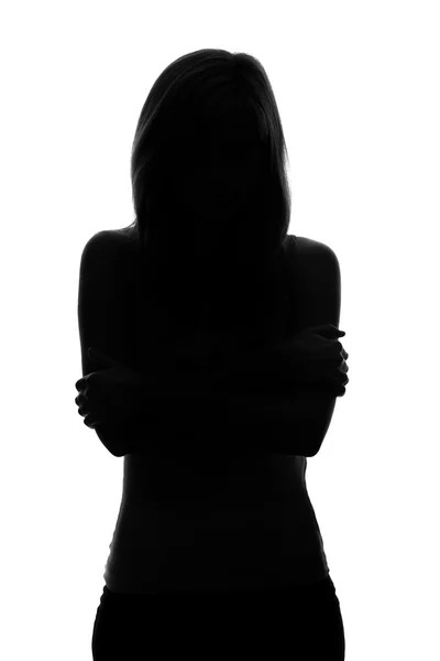 Silhouet van een vrouwelijke figuur op een witte achtergrond — Stockfoto