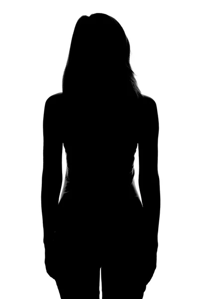 Silueta de una figura femenina sobre un fondo blanco — Foto de Stock