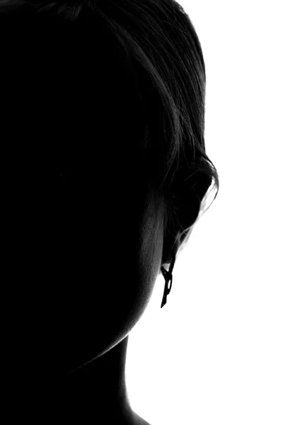 Silhouette of a woman's face on a white background — Stock Photo, Image