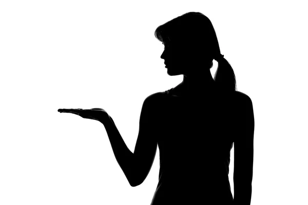 Silhouette di una figura femminile su sfondo bianco — Foto Stock