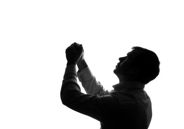 Yardım isteyen genç bir adam portresi