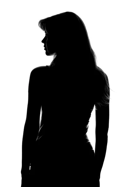 Silhouette di una figura femminile su sfondo bianco — Foto Stock