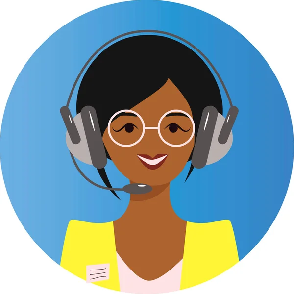 Dark Skinned Camera Girl Headphones Microphone — Stock Photo, Image