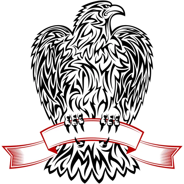 Symbole de ruban d'aigle Emblème tatouage contours noir — Image vectorielle
