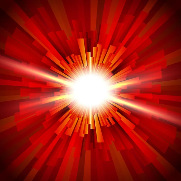 Ogień wybuchu rury tunelu wiązki promieni światła tło — Wektor stockowy