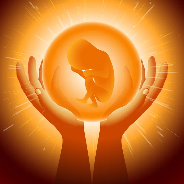 Ball magiska Embryo Hand blixt ljus bakgrund — Stock vektor