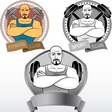 Man Fitness Sport Athletics bodybuilding powerlifting club medal vector Man Fitness Sport Athletics bodybuilding powerlifting club medal vector