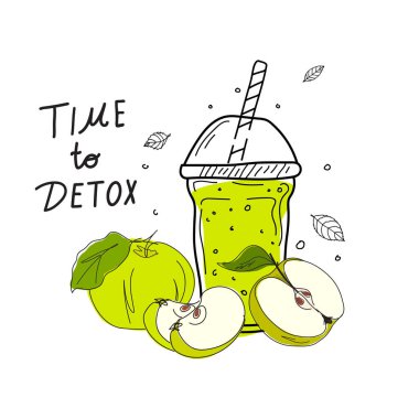 Smoothie ya da detoks kokteyl günü posteri. Kokteyl ya da detoks için mason bardakta ya da kavanozda el yapımı malzemeler. Sağlıklı yiyecekler. Vektör illüstrasyonu Poster ve afiş için harika.