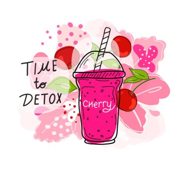 Smoothie ya da detoks kokteyl günü posteri. Kokteyl ya da detoks için mason bardakta ya da kavanozda el yapımı malzemeler. Sağlıklı yiyecekler. Vektör illüstrasyonu Poster ve afiş için harika.