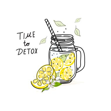 Smoothie ya da detoks kokteyl günü posteri. Kokteyl ya da detoks için mason bardakta ya da kavanozda el yapımı malzemeler. Sağlıklı yiyecekler. Vektör illüstrasyonu Poster ve afiş için harika.