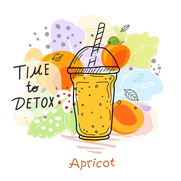 Smoothies Detox Cocktail Day Poster Στυλ Doodle Σετ Από Χειροποίητα — Διανυσματικό Αρχείο