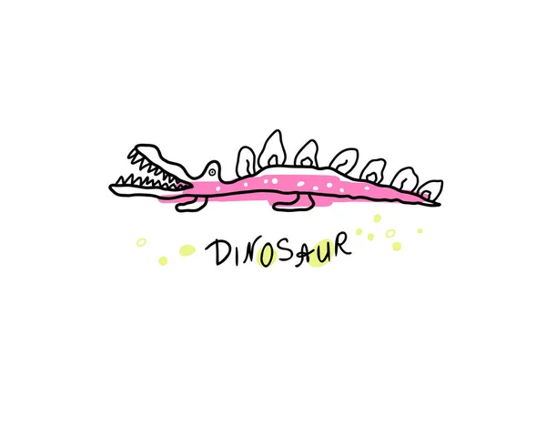 Dinosaurus Draak Met Hand Getrokken Klaar Scandinavische Stijl Cartoon Dieren — Stockvector