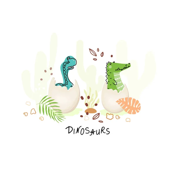 Dinosaurus Draak Met Hand Getrokken Klaar Scandinavische Stijl Cartoon Dieren — Stockvector