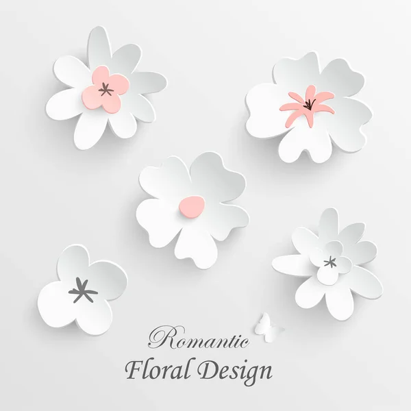 Papierblume Weiße Blume Aus Papier Geschnitten Hochzeitsdekoration Dekorativer Brautstrauß Isolierte — Stockvektor