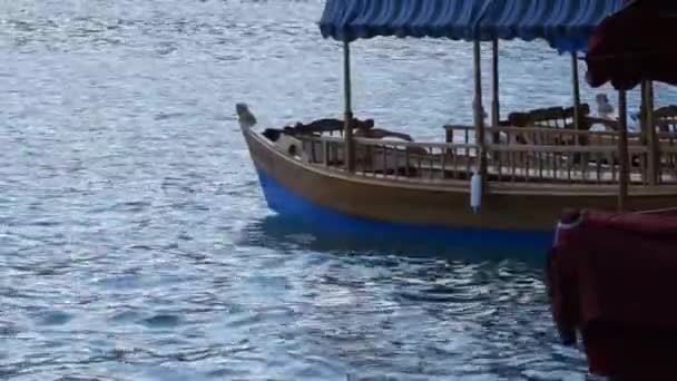 Pletna Geleneksel Slovenya Ahşap Teknesi Akşamları Bled Gölü Nün Sularında — Stok video