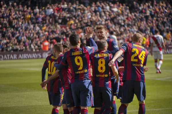 Durante a partida de futebol. FC Barcelona-Rayo Vallecano. Março 2015 — Fotografia de Stock