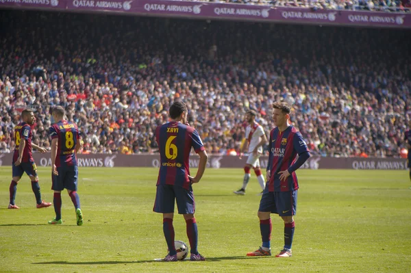 Podczas meczu Fc Barcelona - Rayo Vallecano — Zdjęcie stockowe