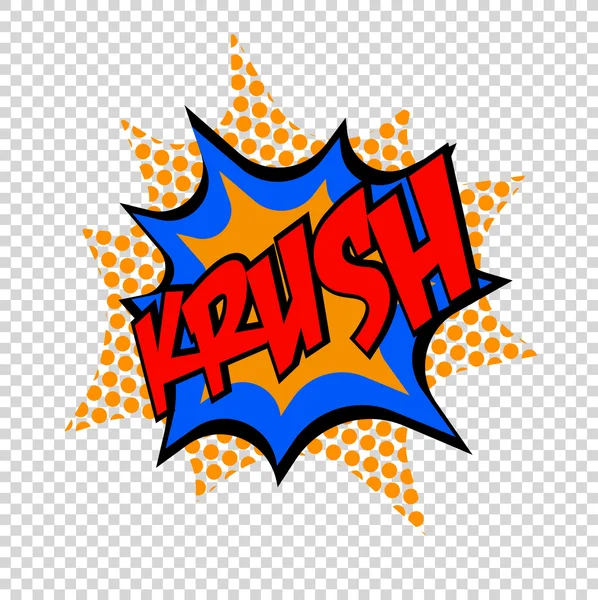 Icono de los cómics de Krush Pop art Speech Bubble. ilustración vectorial — Vector de stock