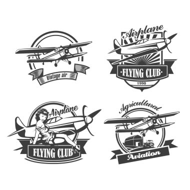 Uçak Club vektör çizim amblemi, vektör çizim set