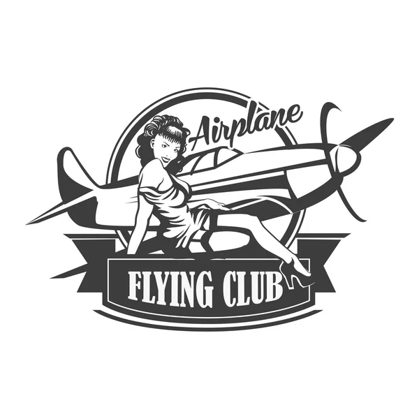 Flugzeug Club Vektor Illustration Emblem, Vektor Illustration — Stockvektor