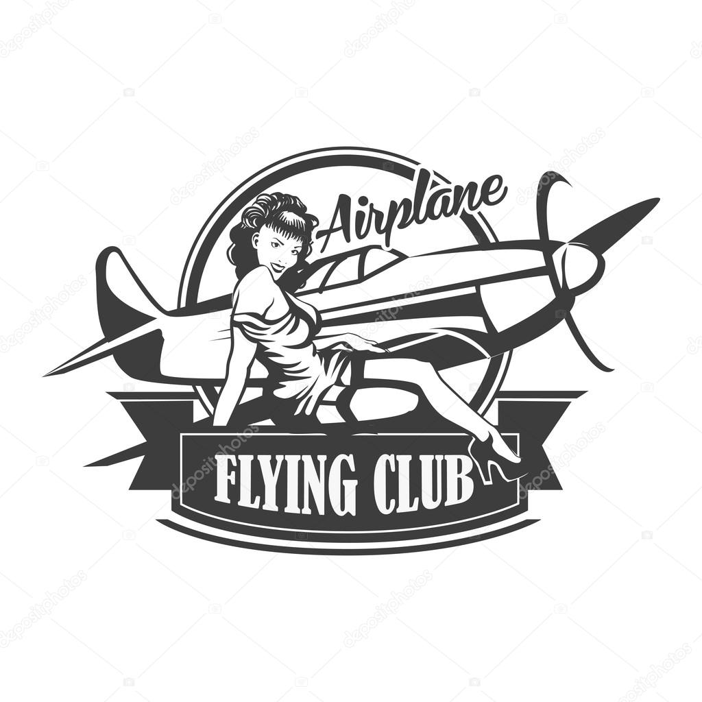 Airplane Club Vector Illustration Emblem
