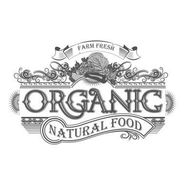 Vektör retro çiftlik taze amblemi. Vintage organik gıda logosu