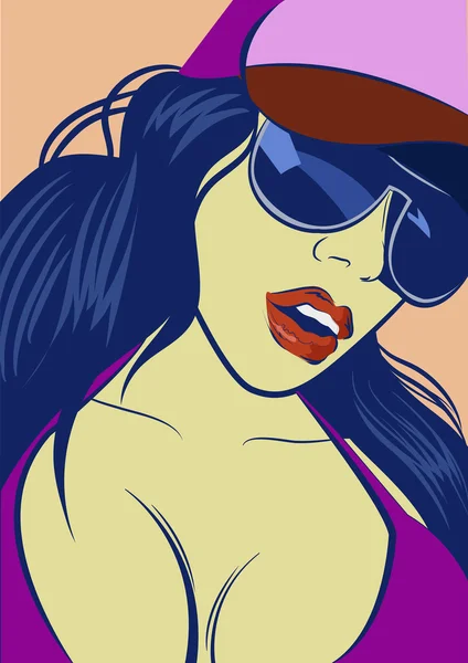 Chica de la música Swag. Pretty Young Urban Rap Girl. Ilustración vectorial . — Vector de stock