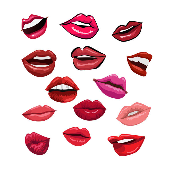 Set of vector  womans lips.