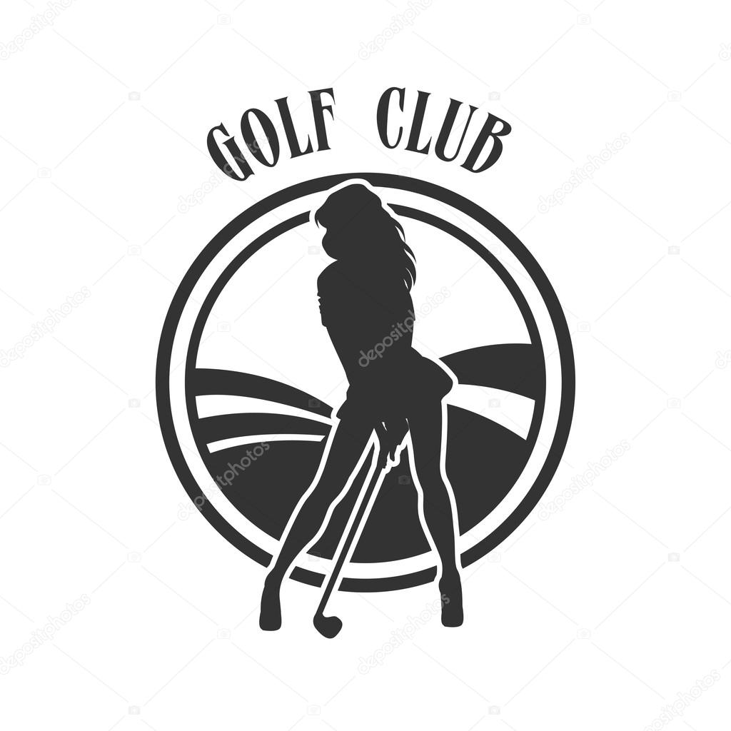 Vector sign woman play golf.