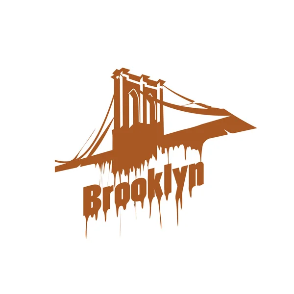 New York Brooklyn Bridge Design emblema. Estilo de graffiti — Archivo Imágenes Vectoriales