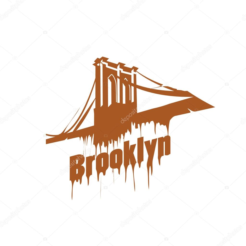 New York  Brooklyn Bridge Design emblem. Graffiti style