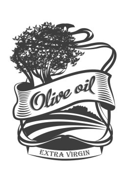 Zeytinyağı etiket tasarımı. Vektör çizim.