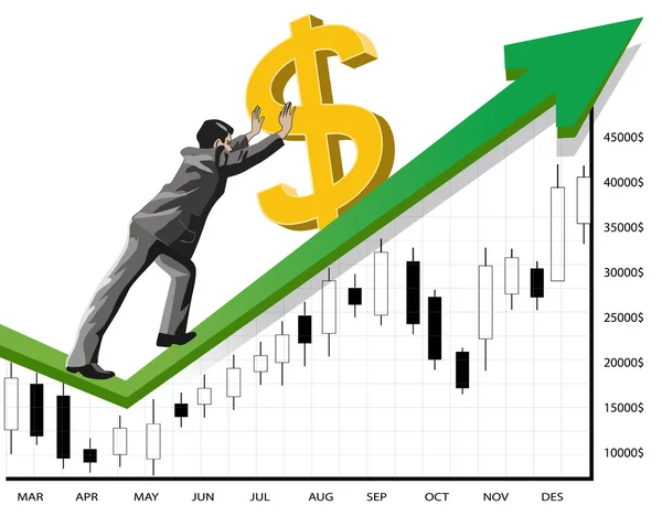 Hombre de negocios promoviendo dinero — Archivo Imágenes Vectoriales