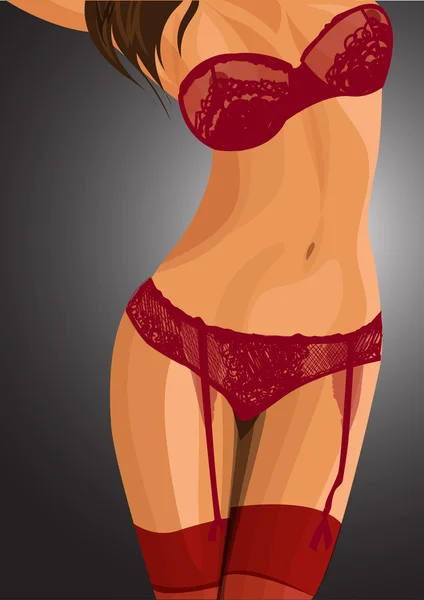 Schöne Frau Körper in Dessous Vektor Illustration Folge 10 — Stockvektor