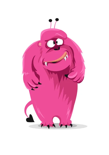 Tecknad uttryck rosa monster på vit bakgrund. Vektor illustration — Stock vektor