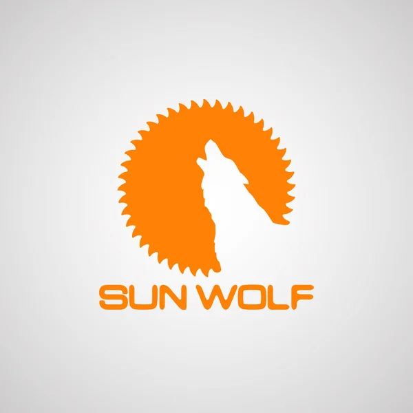 Modelo de logotipo lobo. Lobo Sol — Vetor de Stock