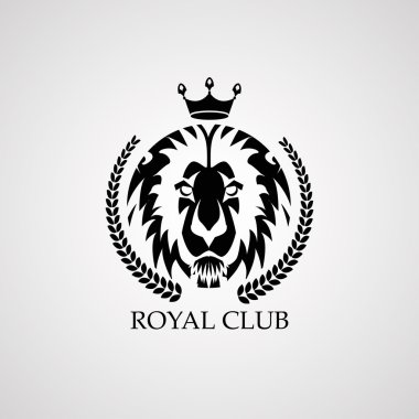 Aslan logosu, royal club, vektör logo şablonu