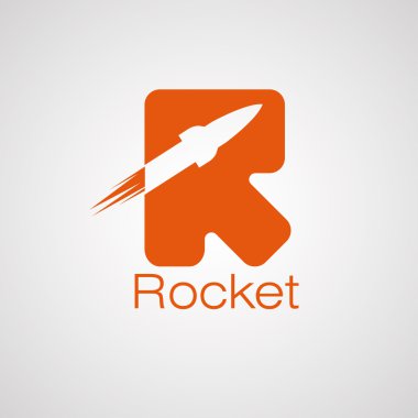 Vektör roket tasarım Logo, R Harfi