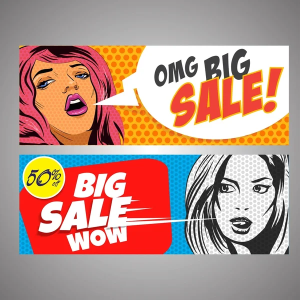 Pop Art big sales banners. vector illustration. Vector Graphics