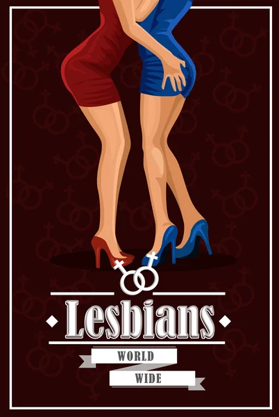女性的双腿。对的两位女同性恋，插图 — 图库照片