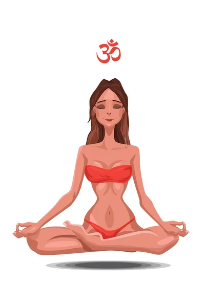 Brunette woman doing yoga lotus position. — Stock Photo, Image