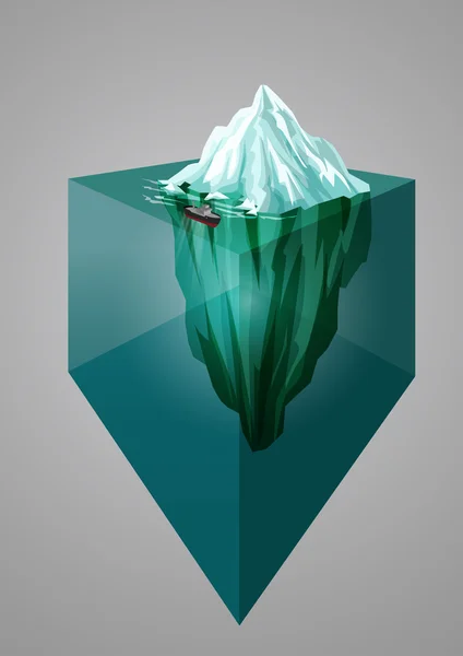 Fondo de iceberg. Ilustración isométrica en 3D. Bajo el agua o por encima del nivel del agua. Ilustración vectorial — Archivo Imágenes Vectoriales