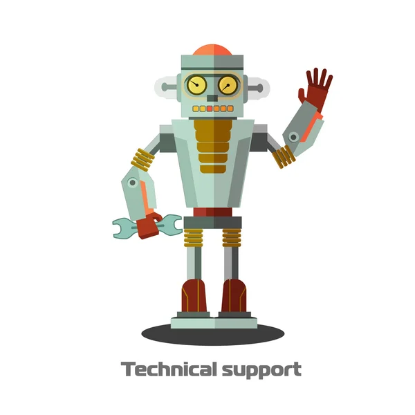 Retro robot. Vennlig. Flatdesign. Vektorillustrasjon – stockvektor