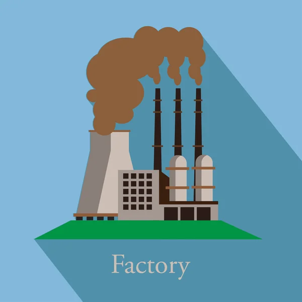 Industrial factory buildings icon.  Landscape. Vector flat illustration. — Stock Vector