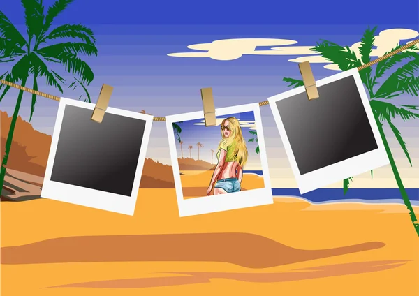 Illustratie kust met frames voor foto's, vectorillustratie — Stockvector