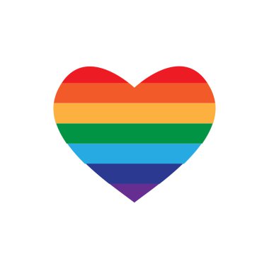Gökkuşağı kalbinin vektör simgesi, lgbt topluluk işareti.